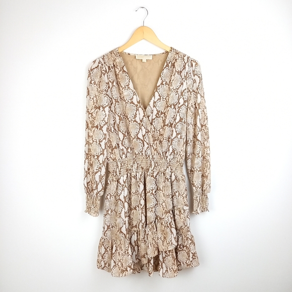 Michael Kors Dresses & Skirts - Michael Kors Snake Print Georgette Wrap Style Dress Size Medium